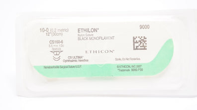 Ethicon 9000 10-0 Ethilon, CS160-6, 5.5mm 1/2c Spatula, 12inch (x)